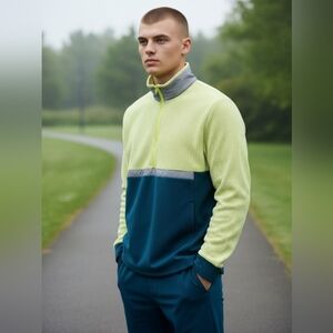 Brand New Reel Life Fleece 1/2 Zip Sunny Lime/Teal. Large.